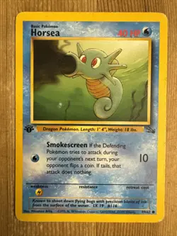 Horsea 1st Edition 49/62 Fossil Common Pokemon Vintage Card WOTC HP - Image 1