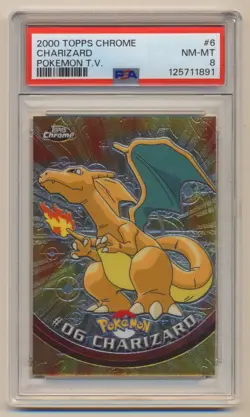 PSA 8 Pokemon TV 2000 Topps Chrome Holo Foil Charizard #06 NM/MINT Condition!! - Image 1