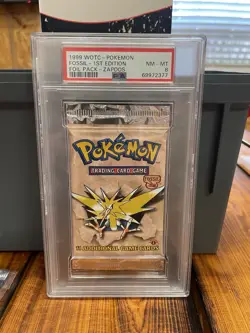 Pokemon Fossil 1st Edition Foil Pack- Zapdos Art- *Unweighed* Graded PSA 8 - Image 1