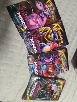 Pokemon TCG Sun and Moon Unified Minds Booster Packs 4 Factory Sealed 2018 - Image 1