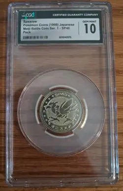 Spearow Pokemon Coins (1998) Japanese Meiji Battle Coin Ser. 1-SP40GEM MINT 10 - Image 1
