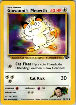 Giovanni's Meowth (74) Gym Challenge Common LP Pokemon 074/132 Unlimited - Image 1
