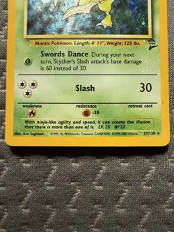 LP Pokemon Base Set 2 Scyther 17/130 Holo Rare - Image 3