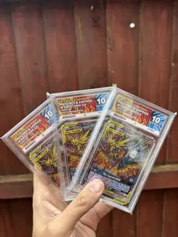 Pokemon TCG Hidden Fates Moltres, Zapdos, Articuno GX SM210 Promo Ace 10 - Image 1