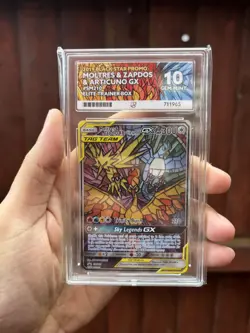 Pokemon TCG Hidden Fates Moltres, Zapdos, Articuno GX SM210 Promo Ace 10 - Image 2