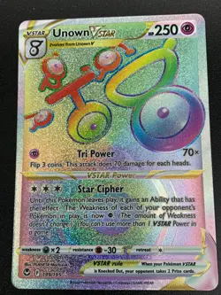 Unown VSTAR - 199/195 - Hyper Rare Sword & Shield: Silver Tempest Pokemon NM - Image 1