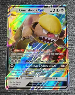 Pokemon TCG Gumshoos GX 110/149 Sun & Moon Holo Rare Card Collectible - Image 1