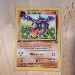 Aerodactyl 16/62 1st Edition Pokemon TCG Fossil Set Rare Sleeved Non-holo Vgc Uk - Image 1
