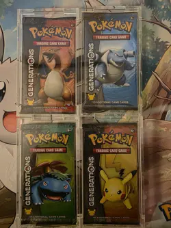 Pokemon TCG Generations Booster Pack Complete Art Set Factory Sealed (4 Packs) - Image 1