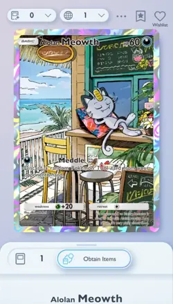 Pokemon TCG Pocket | Extradimensional Crisis | Alolan Meowth | Full Art| DIGITAL - Image 1