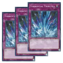 Yugioh - Torrential Tribute x 3 - NM - Plus Free Holographic Card - Image 1