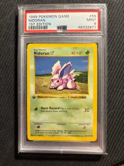 Pokemon Card 1st Edition Base Shadowless PSA 9 Nidoran - Image 1