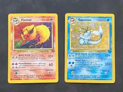 Pokemon TCG 1999 Flareon 3/64 & Vaporeon 12/64 JungleUnlimited Holo Rares HP - Image 1