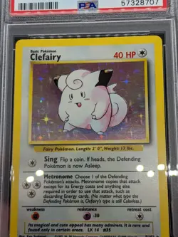 PSA 7 CLEFAIRY 5/102 Unlimited Base Set Holo Rare 1999 Pokemon Card Near Mint NM - Image 2