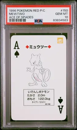 Pokemon Red Mewtwo Ace of Spades Playing Poker Card 1996 PSA 10 GEM MINT - Image 1