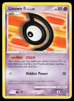 Unown 68/130 Uncommon Pokemon Diamond and Pearl MP - Image 1
