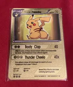 Thicc Pikachu Solid Metal Card Shiny Holo Custom Card - Image 1