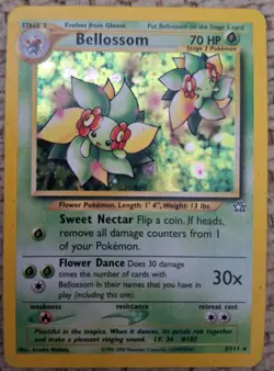 Pokemon TCG Bellossom Neo Genesis Holo Unlimited Rare Card 3/111 Stage 2 - Image 1