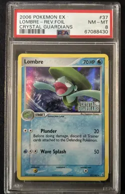 Lombre 37/100 Holo Stamped Vintage 2006 Pokemon EX Crystal Guardians psa 8 - Image 1