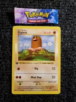 Diglett 47/102 1st Edition Shadowless Base Set 1999 Pokemon WOTC TCG NM - Image 1