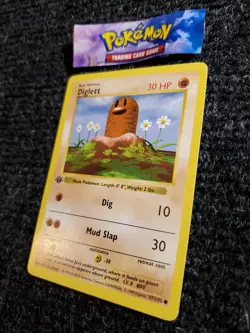Diglett 47/102 1st Edition Shadowless Base Set 1999 Pokemon WOTC TCG NM - Image 2
