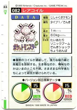 Pokemon Japanese Magneton Bandai Carddass Vending Green Version No. 082 - Image 5