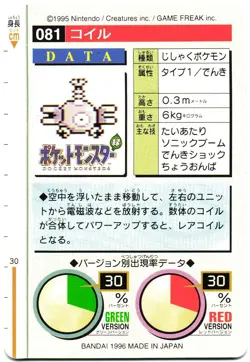 Pokemon Japanese Magnemite Bandai Carddass Vending Green Version No. 081 - Image 5