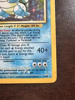 Blastoise 2/102 Holo HP Pokemon TCG Base Set WOTC HP - Image 4