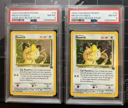 Pokemon 2x Meowth Promo 10 Black Star Stamped Holo PSA 8 - Image 1
