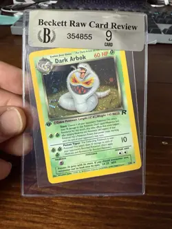 Pokemon TCG Team Rocket Dark Arbok 1ed. Holo Beckett Raw Card Review 9 - Image 1