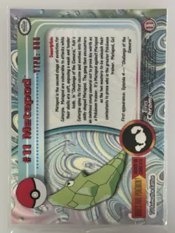 2000 Topps Chrome Pokemon #11 Metapod Base TV Animation - Image 2