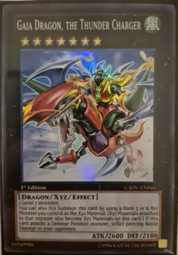 YuGiOh Gaia Dragon the Thunder Charger Super Rare 1st Edition GAOV-EN046 - Image 1