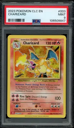 PSA 9 Charizard 003/034 Pokemon Classic Collection CLC 2023 Mint English Card - Image 1