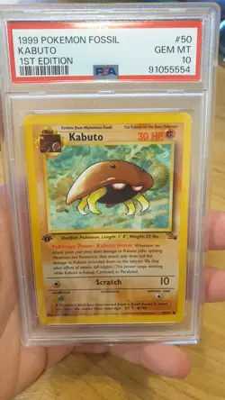 1999 POKEMON FOSSIL 1ST ED #50 KABUTO PSA 10 - Image 1