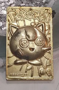 Vtg 99' Nintendo Jigglypuff 24k Gold Plated Metal Card #39 Pokemon Burger King* - Image 1