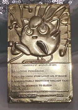 Vtg 99' Nintendo Jigglypuff 24k Gold Plated Metal Card #39 Pokemon Burger King* - Image 2