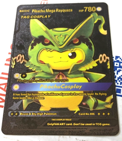 Mega Pikachu Rayquaza Pokemon Custom Fan Made Art Cosplay Card - Image 1