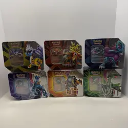 POKEMON PARADOX DESTINIES TIN SET (ALL 6 TINS) W/1 PROMO CARD+ 5 BOOSTERS EACH - Image 1