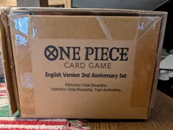 One Piece English Version 2nd Anniversary Set Promo Bundle with Sealed Cards/Mat - Image 1