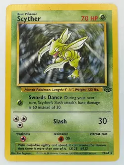 Pokemon TCG Scyther Jungle Card 26/64 Unlimited Rare Vintage WOTC LP - Image 1