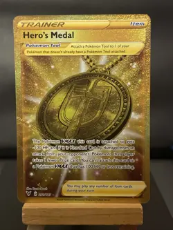 Pokemon Card Hero's Medal 201/185 Vivid Voltage Secret Rare Played - Image 1