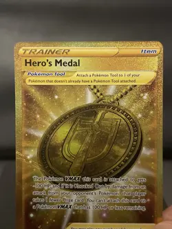 Pokemon Card Hero's Medal 201/185 Vivid Voltage Secret Rare Played - Image 2