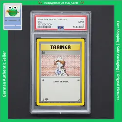 PSA 9 - 1 Edition WOTC Bill Pokemon Karte TCG 91/102 Common Base Set /T72 - Image 1