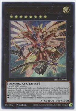 Number C62: Neo Galaxy-Eyes Prime Photon Dragon Yu-Gi-Oh! PHHY-EN043 Ultra Rare - Image 1