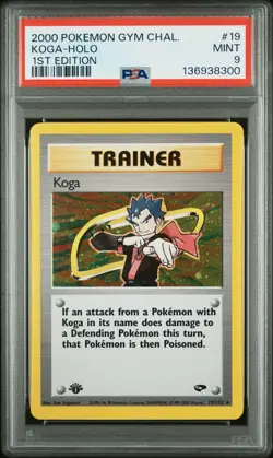 PSA 9 MINT Koga 19 Gym Challenge 1st Edition Holo Pokemon Card - Image 1