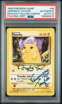 1999 Pokemon Game Pikachu #58 Veronica Taylor Signed Card PSA/DNA 10 Autograph - Image 1