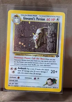 Giovanni's Persian 8/132 Gym Challenge 2000 Holo Pokemon Card NM - Image 1