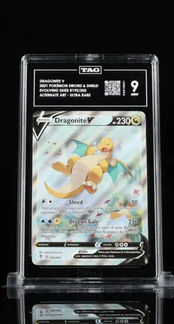 Pokemon TCG Dragonite v Full Art Holo Ultra Rare Tag 9 Very Nice Card - Image 1
