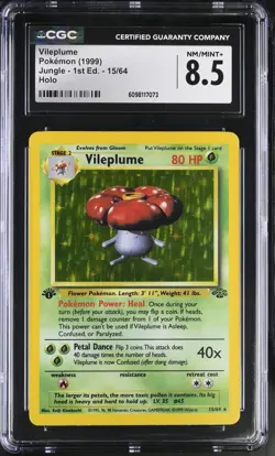 CGC 8.5 Vileplume 1999 Jungle 1st Edition 15/64 Holo Pokemon Card - Image 1