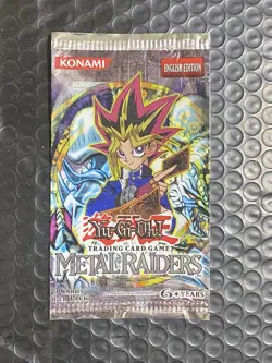 YuGiOh! - Metal Raiders (MRD) Unlimited Edition Empty! Wrapper No Cards! Vintage - Image 1